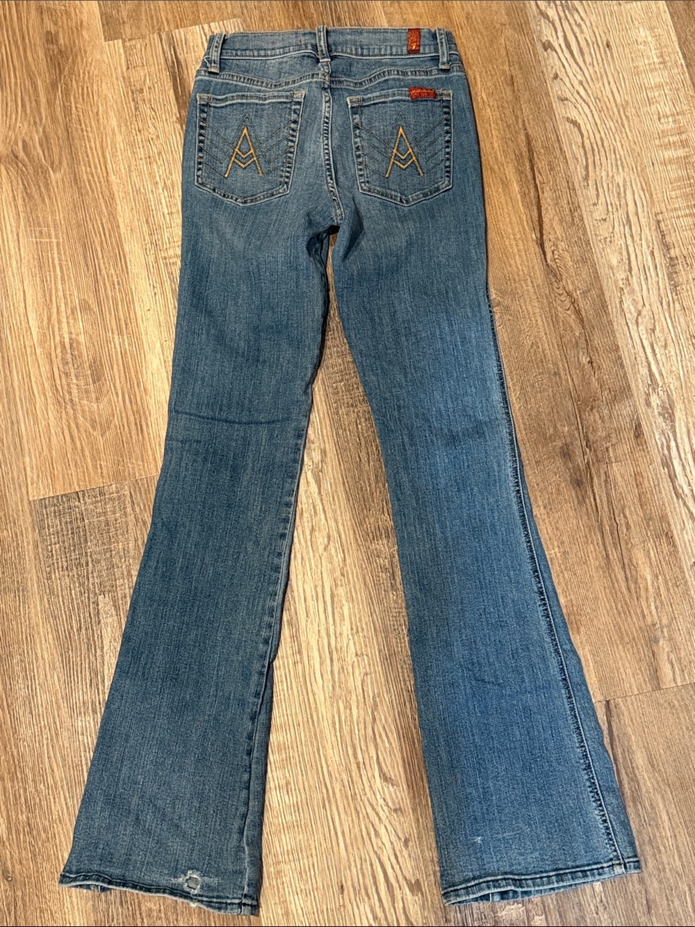 Ava & Viv Medium Blue Flared Jeans with Embroidered Pockets